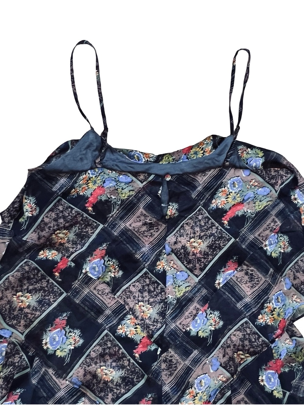 Free People Women’s 10 Floral Mini Dress Daisy Chain Plaid Chiffon Asymmetrical - Picture 9 of 13